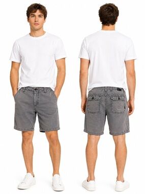 Union Men's Linen Blend Casual Shorts, Gray, Size 32